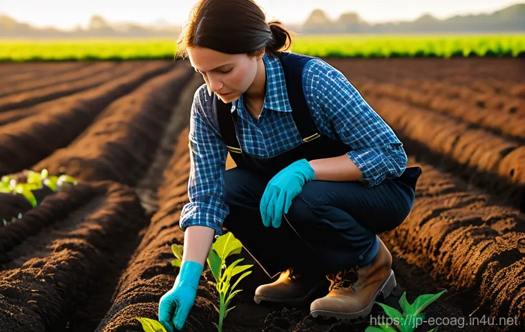 친환경농업기술자 업무 사례와 해결 방안 - **Prompt 1: "The Soil's Whisperer"**
    A highly detailed, realistic photograph of an environmental...