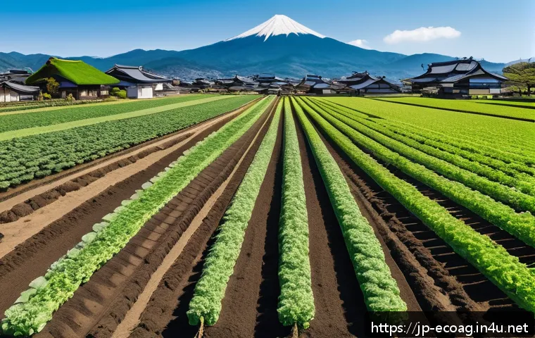 친환경농업기술자 이직 준비를 위한 조언 - A modern environmentally friendly farm scene in Japan during spring, featuring a skilled Japanese ag...
