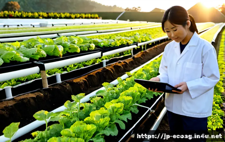 친환경농업 자격증 취득 후 커리어 - Photorealistic Japanese agricultural professional in clean workwear inspecting healthy organic veget...