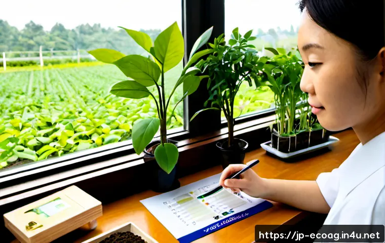 친환경농업기술자 자격시험 준비 전략 - Photorealistic study scene for an eco-friendly agriculture technician certification exam: Japanese a...