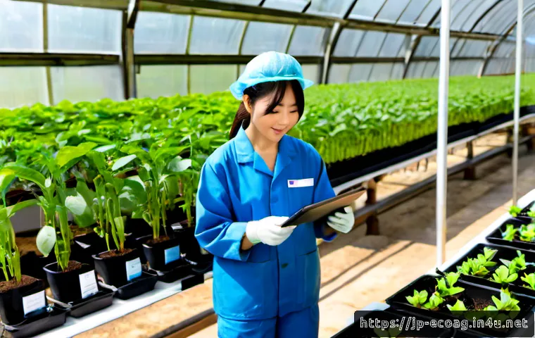 친환경농업기술자 취업 준비 가이드 - Photorealistic Japanese young agricultural technology job seeker in clean practical workwear, review...